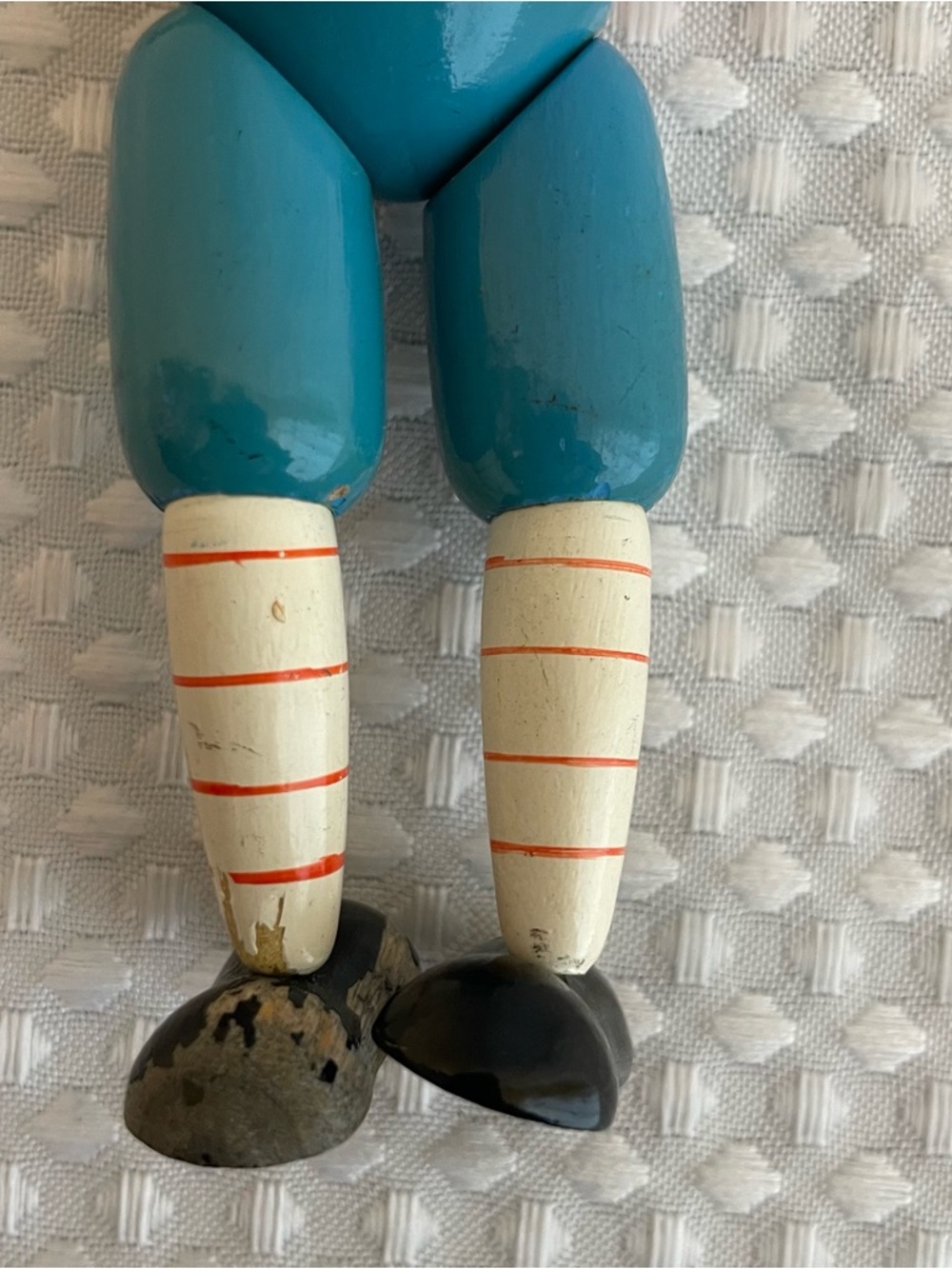 Vintage Pinocchio Wooden Peg Doll Jointed Hand Painted Figurine 7" Tall #672 - Picture 9 of 10